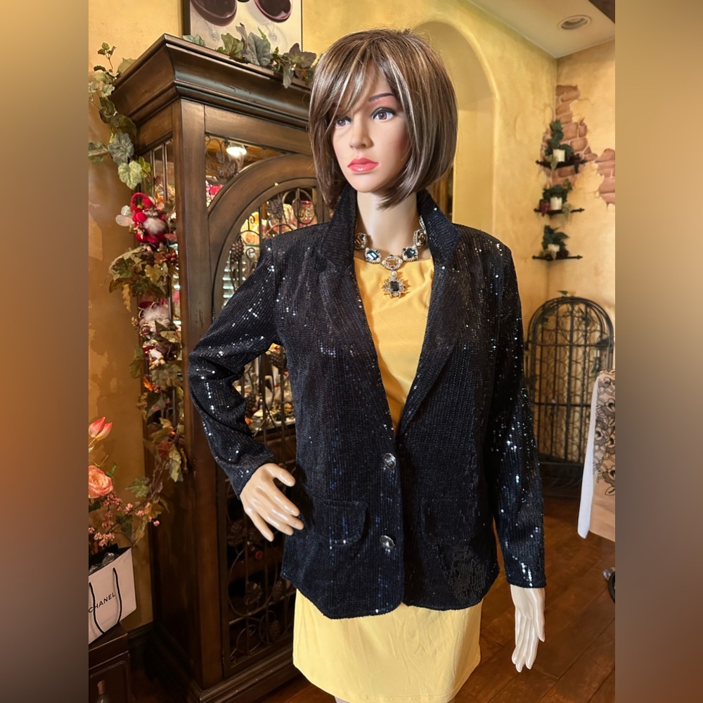 Anna-Kaci Black Sequin Blazer - Picture 6 of 8